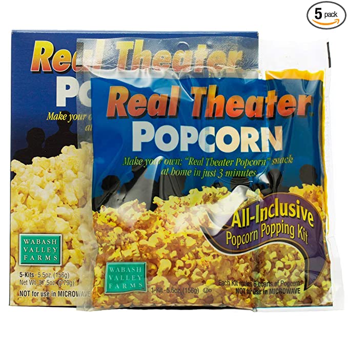 Wabash Valley Farms All Inclusive Popping Kits - Real Theater Popcorn - 5.5 Ounce (Pack of 5)