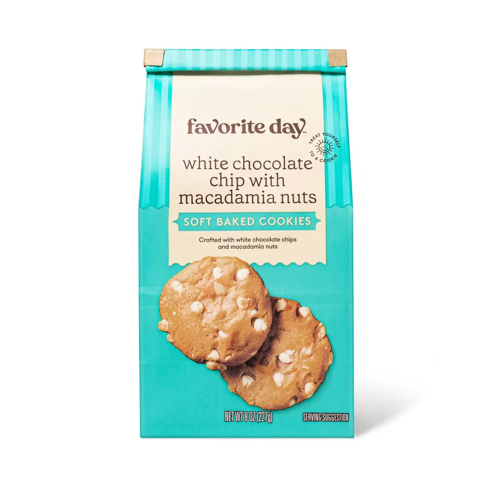 White Chocolate Chip with Macadamia Nuts Soft Baked Cookies - 8oz - Favorite Day™