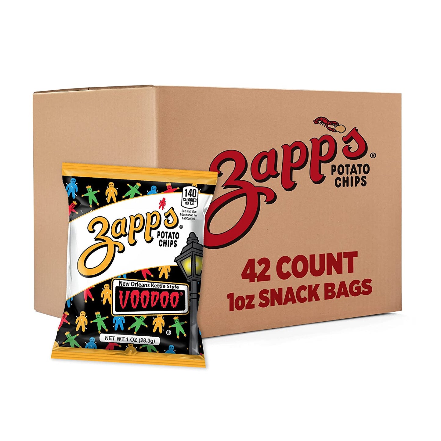 Zapp's New Orleans Kettle-Style Potato Chips, Voodoo Flavor (1 oz Bags, 42 Count) ââ‚¬â€œ Crunchy Chips with Salt & Vinegar Tang and Smoky BBQ Sweetness, Gluten Free, Perfect On-The-Go Snack