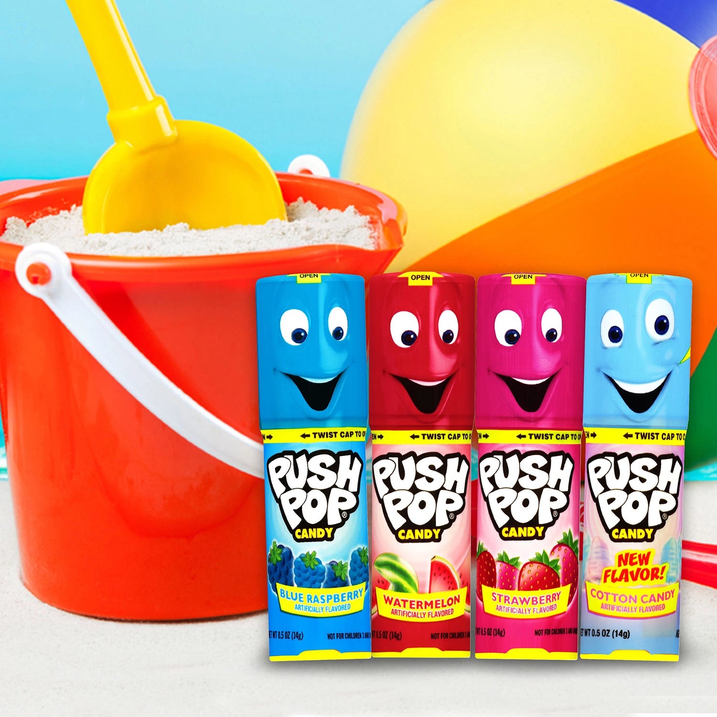 Push Pop Candy Mix, Blue Raspberry, Watermelon, Strawberry, Cotton Candy and Mystery Flavors (24 pk.) Wholesale